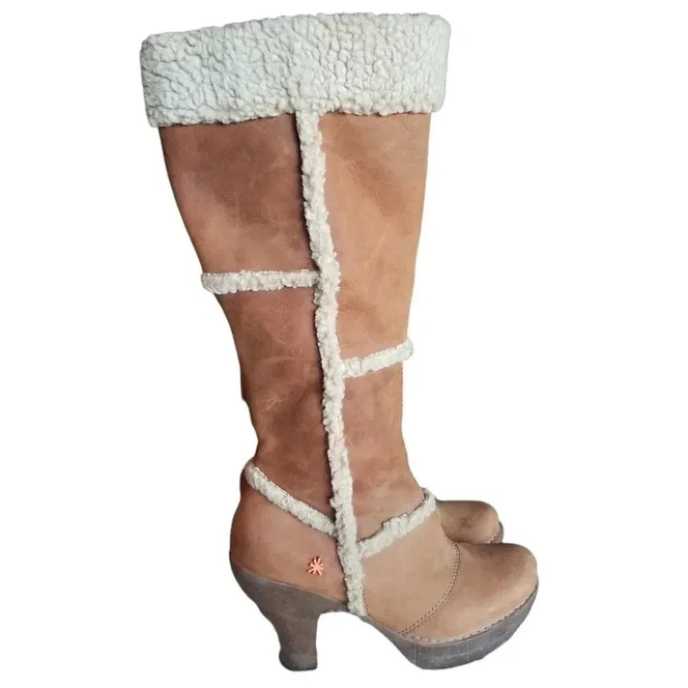 The Art Company Sherpa Leather Suede Knee High Boots 37